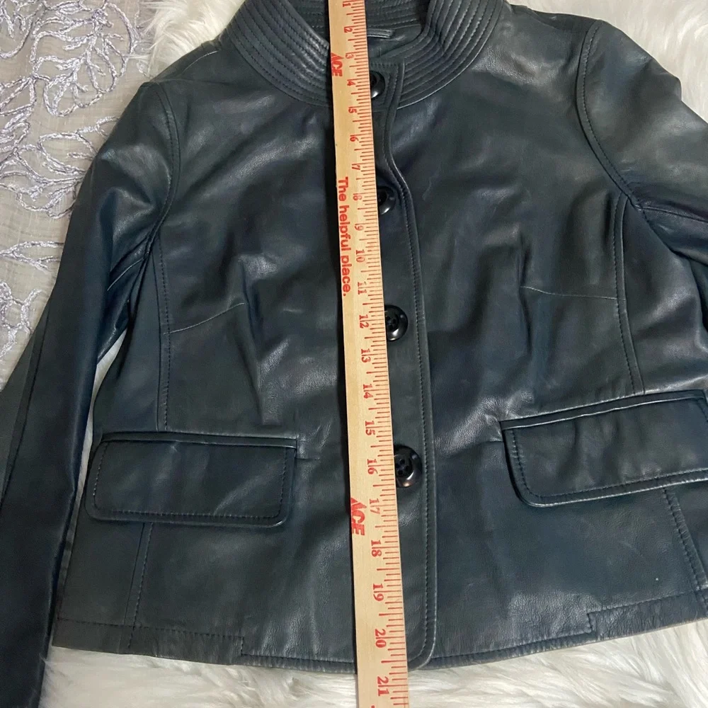 J Crew Sz S Steel Grey Leather Jacket - Picture 8 of 12